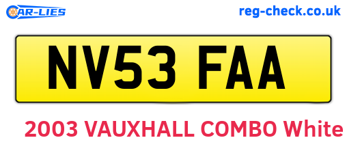 NV53FAA are the vehicle registration plates.