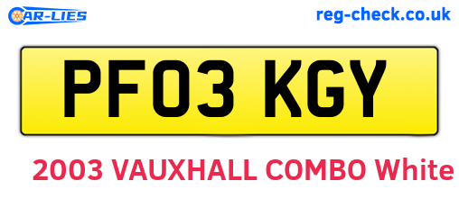 PF03KGY are the vehicle registration plates.