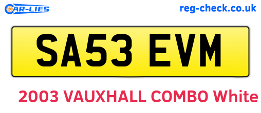 SA53EVM are the vehicle registration plates.