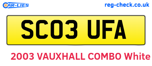 SC03UFA are the vehicle registration plates.