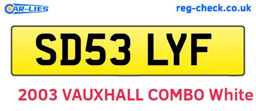 SD53LYF are the vehicle registration plates.