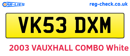 VK53DXM are the vehicle registration plates.