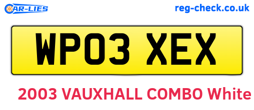 WP03XEX are the vehicle registration plates.