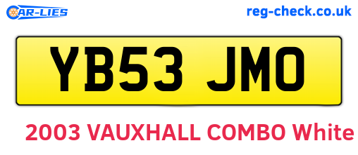 YB53JMO are the vehicle registration plates.