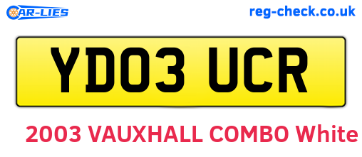 YD03UCR are the vehicle registration plates.