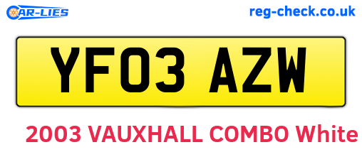 YF03AZW are the vehicle registration plates.