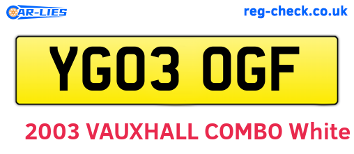 YG03OGF are the vehicle registration plates.