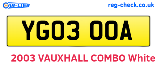 YG03OOA are the vehicle registration plates.