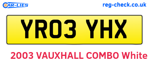 YR03YHX are the vehicle registration plates.