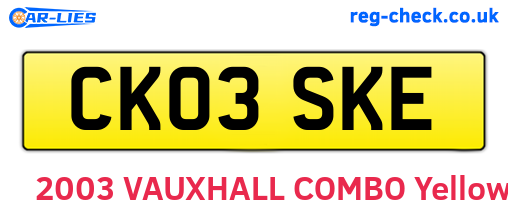 CK03SKE are the vehicle registration plates.
