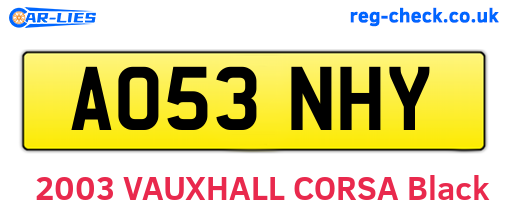 AO53NHY are the vehicle registration plates.