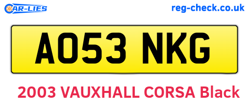 AO53NKG are the vehicle registration plates.