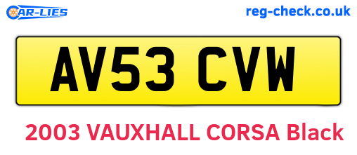 AV53CVW are the vehicle registration plates.