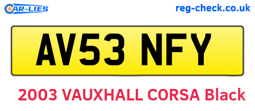 AV53NFY are the vehicle registration plates.