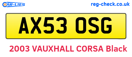 AX53OSG are the vehicle registration plates.