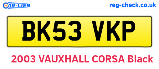 BK53VKP are the vehicle registration plates.