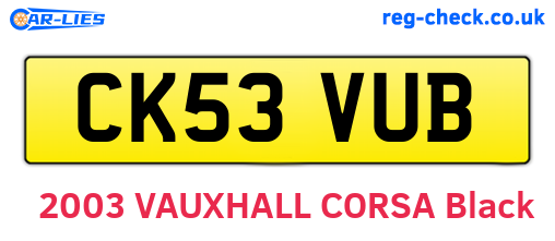 CK53VUB are the vehicle registration plates.