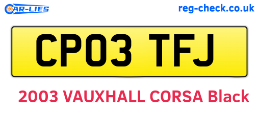 CP03TFJ are the vehicle registration plates.