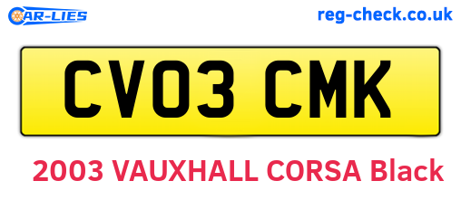 CV03CMK are the vehicle registration plates.