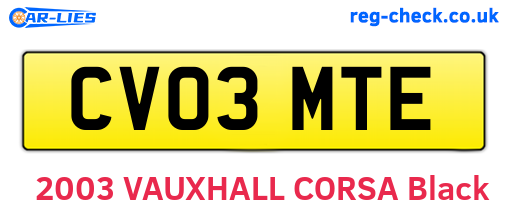 CV03MTE are the vehicle registration plates.