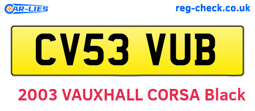 CV53VUB are the vehicle registration plates.