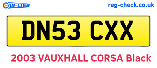 DN53CXX are the vehicle registration plates.