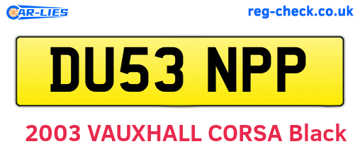 DU53NPP are the vehicle registration plates.