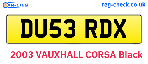 DU53RDX are the vehicle registration plates.