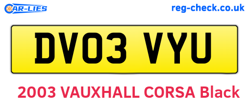 DV03VYU are the vehicle registration plates.