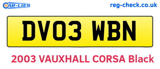 DV03WBN are the vehicle registration plates.