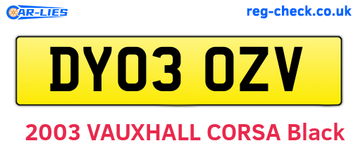 DY03OZV are the vehicle registration plates.