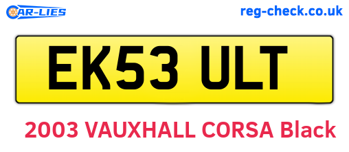 EK53ULT are the vehicle registration plates.