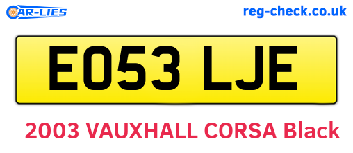 EO53LJE are the vehicle registration plates.