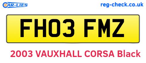 FH03FMZ are the vehicle registration plates.