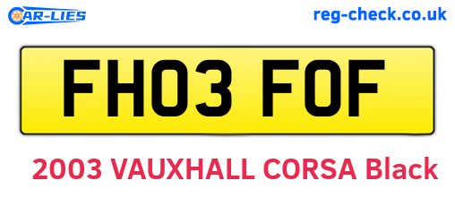 FH03FOF are the vehicle registration plates.