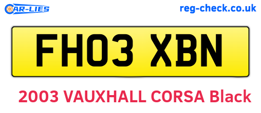 FH03XBN are the vehicle registration plates.