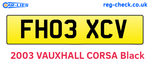 FH03XCV are the vehicle registration plates.