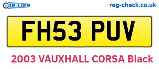 FH53PUV are the vehicle registration plates.