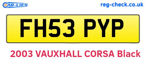 FH53PYP are the vehicle registration plates.