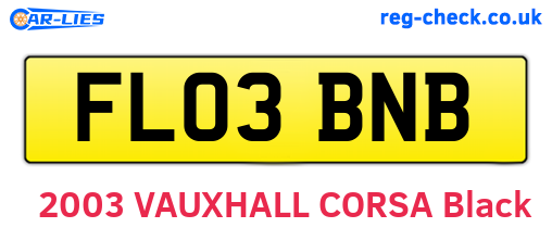 FL03BNB are the vehicle registration plates.