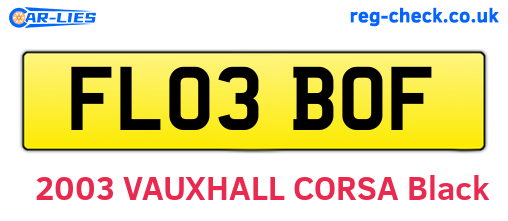 FL03BOF are the vehicle registration plates.