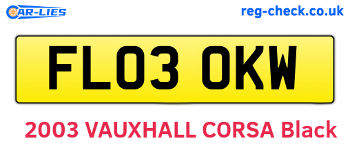 FL03OKW are the vehicle registration plates.