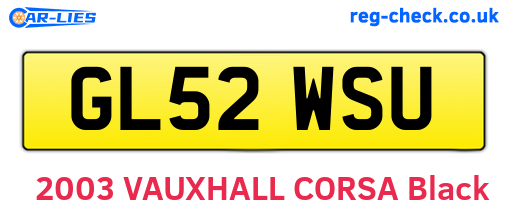 GL52WSU are the vehicle registration plates.
