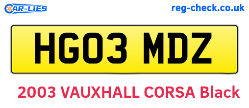 HG03MDZ are the vehicle registration plates.