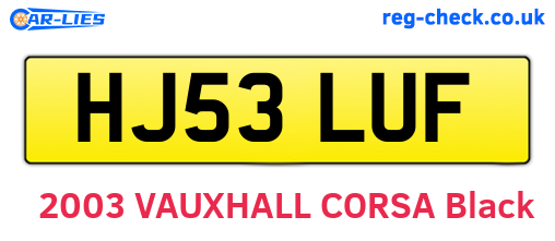 HJ53LUF are the vehicle registration plates.