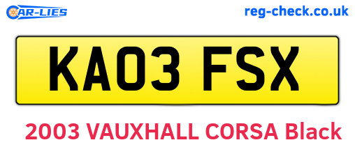KA03FSX are the vehicle registration plates.