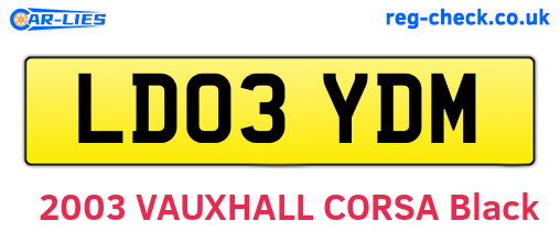 LD03YDM are the vehicle registration plates.