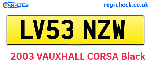 LV53NZW are the vehicle registration plates.