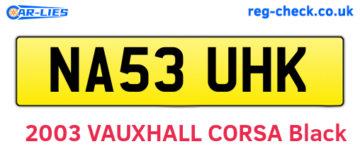 NA53UHK are the vehicle registration plates.