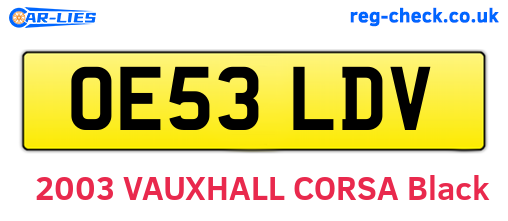 OE53LDV are the vehicle registration plates.